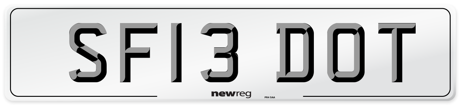 SF13 DOT Number Plate from New Reg